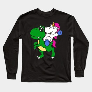 Unicorn Riding Dinosaur- Long Sleeve T-Shirt